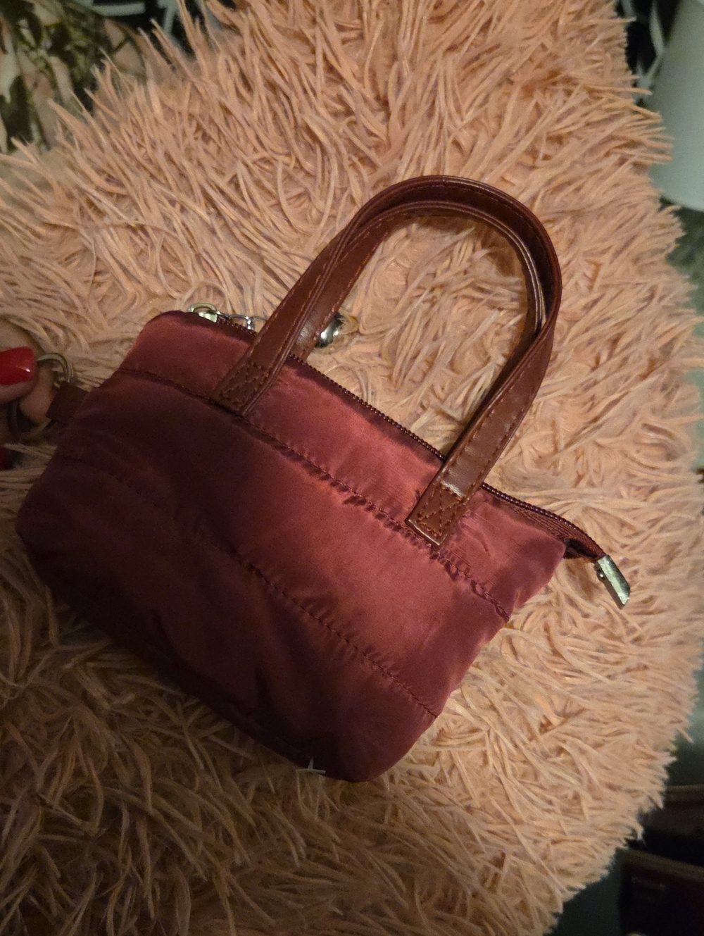 Compact Women's Handbag in Deep Burgundy